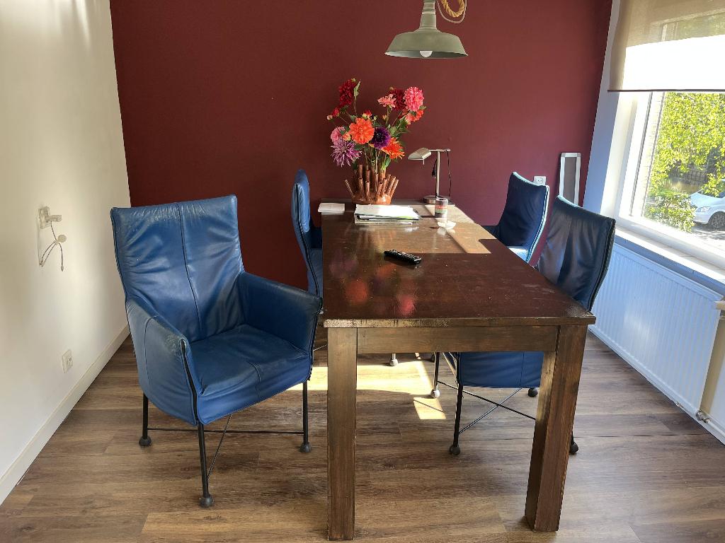 eetkamer stoel montis, Ophalen, Gebruikt, Blauw, Leer