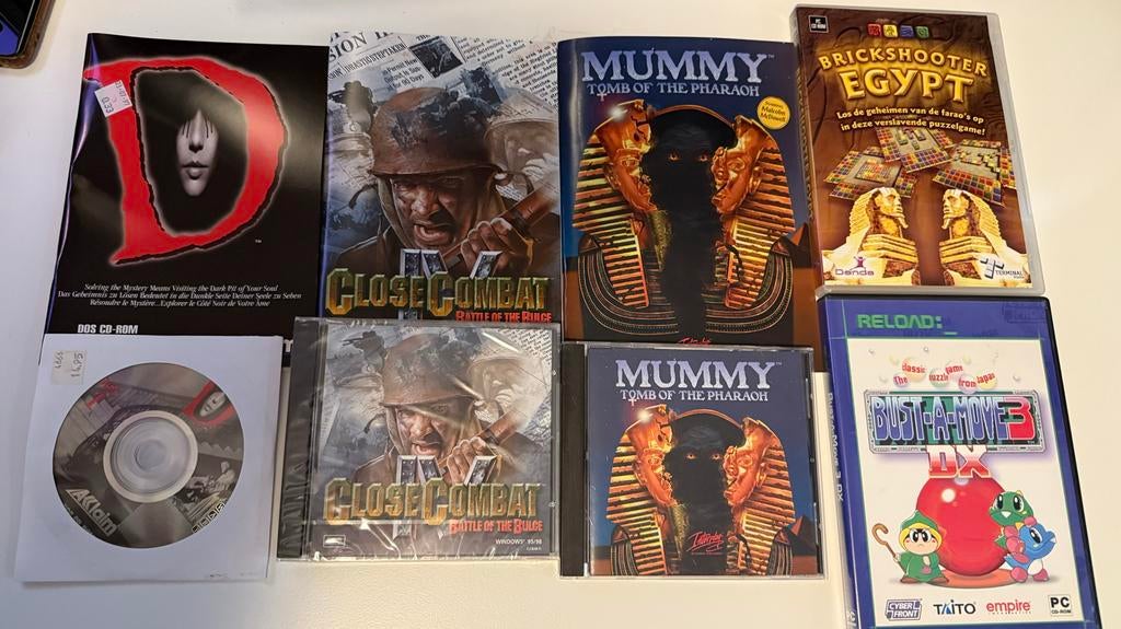 5 PC games met manuals zonder doos (D, Mummy, Bust-a-move 3), Spelcomputers en Games, Overige genres, 1 speler, Eén computer, Ophalen of Verzenden
