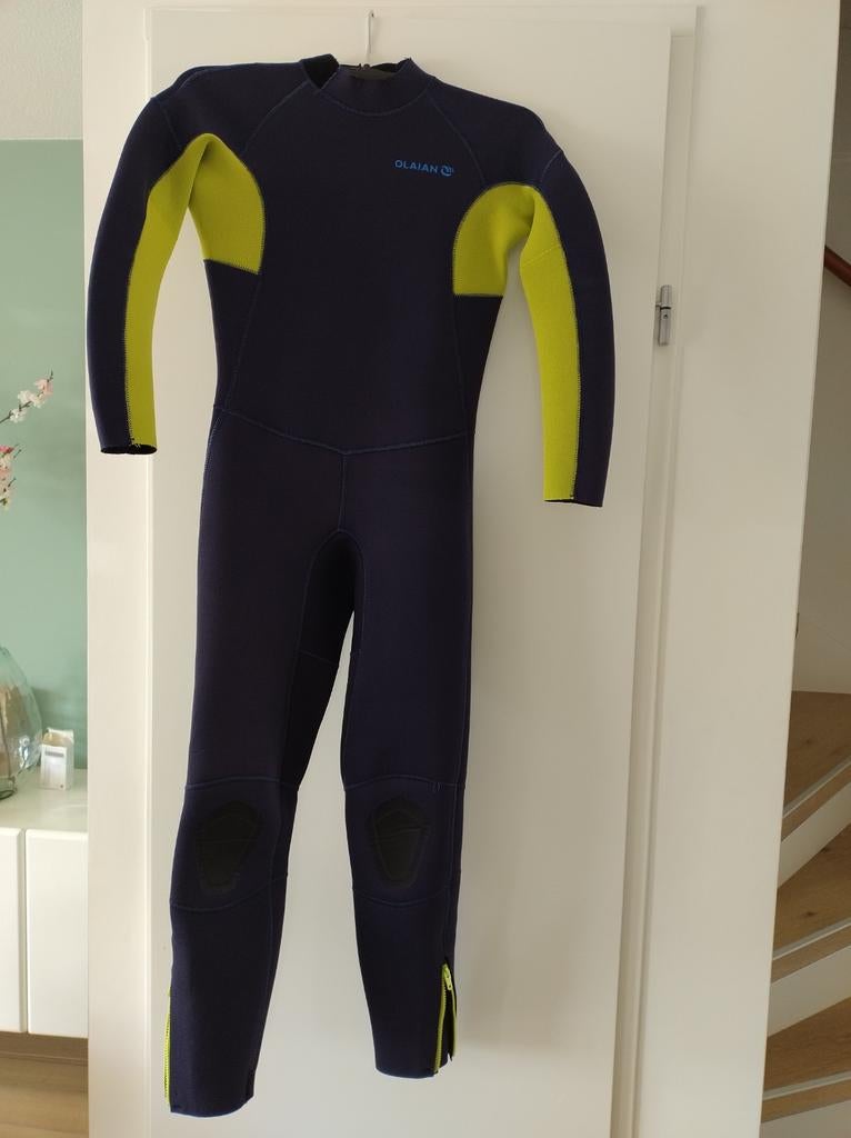 Olaian Wetsuit - Donkerblauw met Gele Details, Watersport en Boten, Gebruikt, Kind, Ophalen of Verzenden, Wetsuit