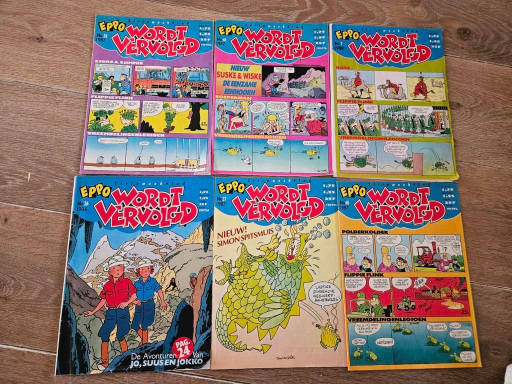 6 Eppo Wordt Vervolgd stripboeken uit de jaren '80, Ophalen of Verzenden