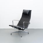 ACTIE! 6x Vitra Eames EA 124 Fauteuil Zwart Leer - Chroom, Niet ingevuld, Niet ingevuld, 75 tot 100 cm, Ophalen of Verzenden
