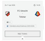Fc utrecht telstar ticket cityside, Losse kaart, Eén persoon, April