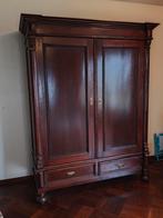 Antieke massief houten kast met 2 deuren en 2 lades, Ophalen