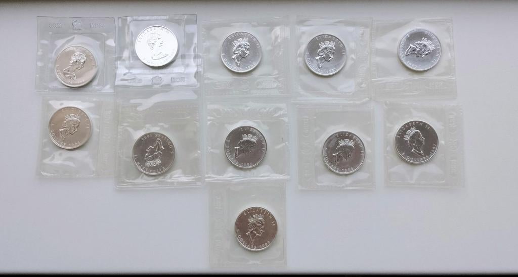 Maple Leaf complete serie 1988 t/m 1998 in originele seal !!, Postzegels en Munten, Munten | Europa | Niet-Euromunten, Setje, Overige landen