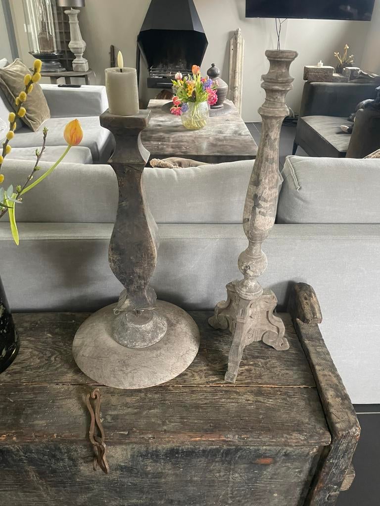 Twee grote Hoffz kandelaren, Ophalen of Verzenden, Zo goed als nieuw, Hout, 50 tot 75 cm