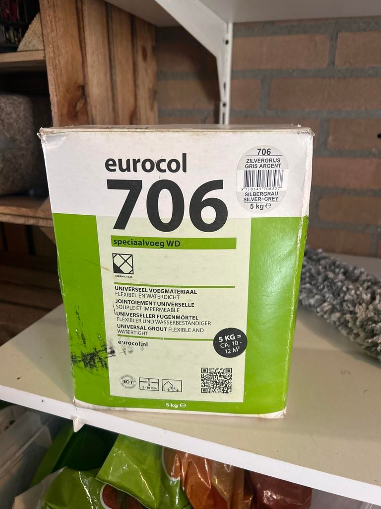 Eurocol 706 Speciaalvoeg WD Zilver-Grijs 5kg Nieuw, Doe-het-zelf en Verbouw, Tegels, Ophalen, Nieuw