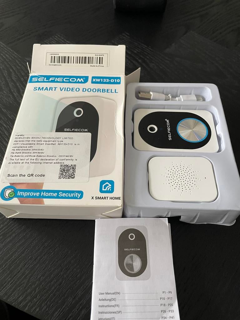 Selfiecom XW133-D10 Slimme Video Deurbel, Ophalen of Verzenden, Bewegingsdetectiesensor, Zo goed als nieuw, Draadloos