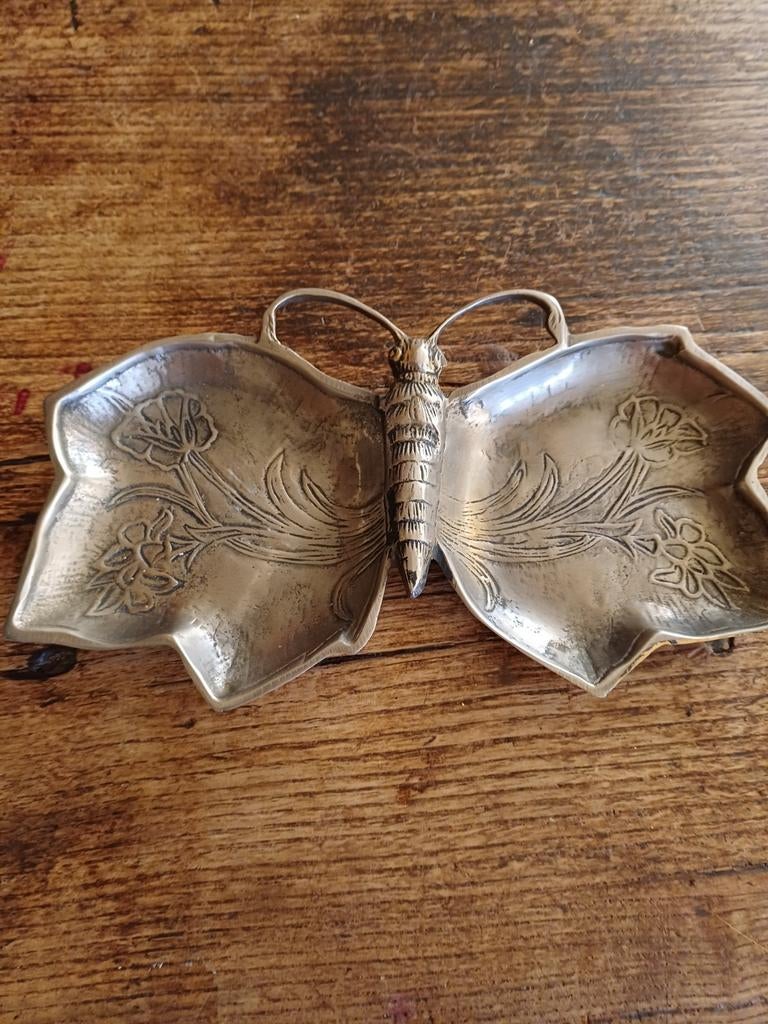 Antieke zilverkleurige vlinderschaal, Ophalen of Verzenden