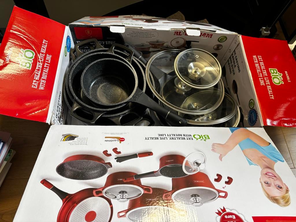 Royalty Line 10-delige pannenset met marmercoating, Ophalen, Inductieplaat, Aluminium, Pannenset