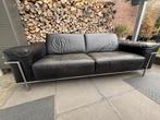 Bank en stoel zwart leer van Natuzzi, Huis en Inrichting, Ophalen, Gebruikt, Driepersoons, Rechte bank