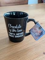 Mok 'Chocolate is like love you'll never have enough', Nieuw, Ophalen of Verzenden, Overige stijlen, Kop(pen) en/of Schotel(s)