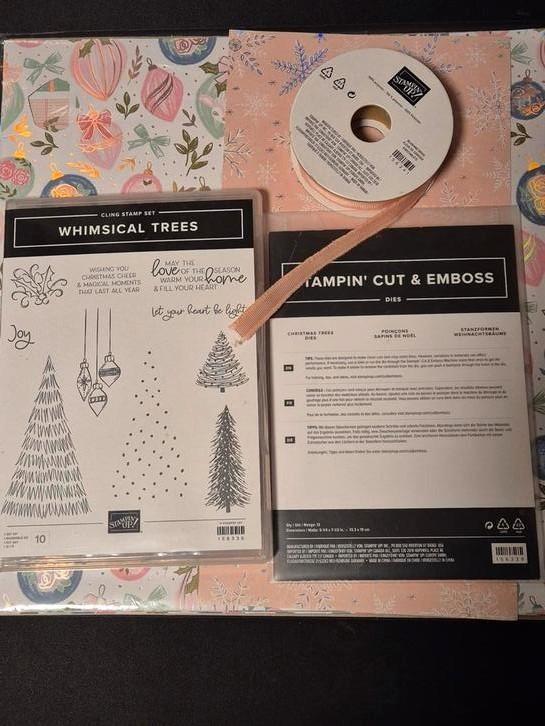 Stampin Up set Whimsical Trees, Christmas tree dies, lint, Hobby en Vrije tijd, Stempelen, Zo goed als nieuw, Overige typen, Ophalen of Verzenden