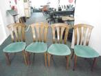 Eetkamerstoelen vier donker eiken stoelen met zachte zitting, Ophalen, Hout, Gebruikt, Ouderwets