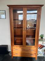 Kersenhouten vitrine kast, Ophalen, 50 tot 100 cm, Zo goed als nieuw, Kersenhout
