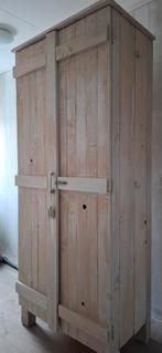 Stoere houten kinder kledingkast white wash, Ophalen, Gebruikt, Kast, 50 tot 70 cm