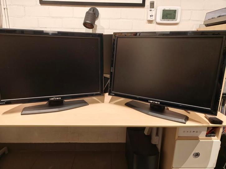 2 stuks Hanns.G monitoren 28 inch, Computers en Software, Monitoren, Zo goed als nieuw, 60 Hz of minder, HDMI, VGA, Full HD, Ophalen