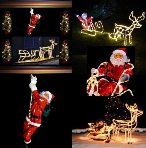 Voordeel Kerstman Aan Ledsnoer 2.0m & Rendier Met Slee 1.40m, Diversen, Kerst, Nieuw, Ophalen of Verzenden