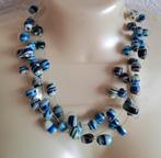 Afrikaanse glaskralen ketting -, Kunststof, Verstelbaar, Blauw, Ophalen of Verzenden
