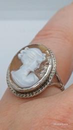 Zilveren vintage ring 925 camee, 18 tot 19, Ophalen of Verzenden, Dame of Heer, Zilver