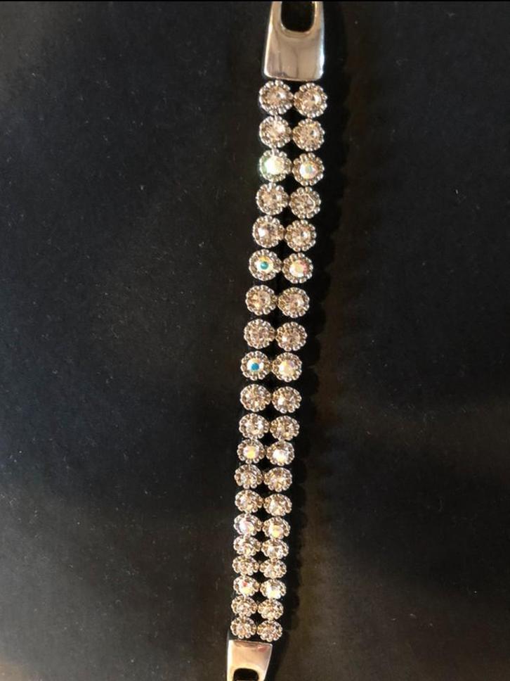 Strass Armband, Sieraden, Tassen en Uiterlijk, Armbanden, Zo goed als nieuw, Staal, Zilver, Met strass, Ophalen of Verzenden