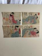 Collectie kleine Japanse Erotische Shunga Aquarellen Japan, Antiek en Kunst, Kunst | Niet-Westerse kunst, Ophalen of Verzenden