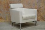 ZGANieuw! strakke witte leren Gealux design fauteuil!, 75 tot 100 cm, Design, Metaal, 75 tot 100 cm