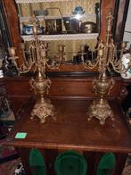 Grote Antieke Bronzen Kandelaars (Paar), Ophalen of Verzenden, Koper of Brons