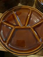 Retro Bruine Fondueborden - Set van 3, Ophalen, Gebruikt, Keramiek, Bord(en)