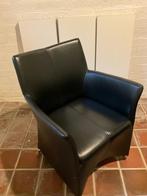 6 zwartleren eetkamer fauteuils, Huis en Inrichting, Ophalen, Gebruikt, Minder dan 75 cm, Leer