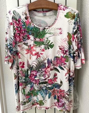 Erfo beige shirt met bloemen maat 46 beschikbaar voor biedingen