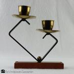 Design dubbele mid century kandelaar, Ophalen of Verzenden