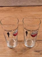 2 Vintage Amstel bierglazen "Dit is de man, dit is z'n bier", Ophalen of Verzenden, Nieuw, Glas, Glas of Glazen