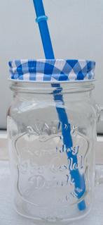 Quality drinkglazen met rietje en deksel, Glas of Glazen, Nieuw, Ophalen of Verzenden, Glas