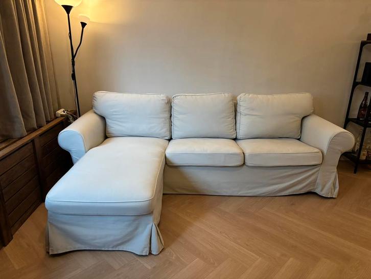 Ektrop chaise longue wit 3-zits, Huis en Inrichting, Banken | Sofa's en Chaises Longues, Gebruikt, Driepersoons, 250 tot 300 cm