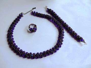 Set * ketting armband en ring blauwe kralen beschikbaar voor biedingen