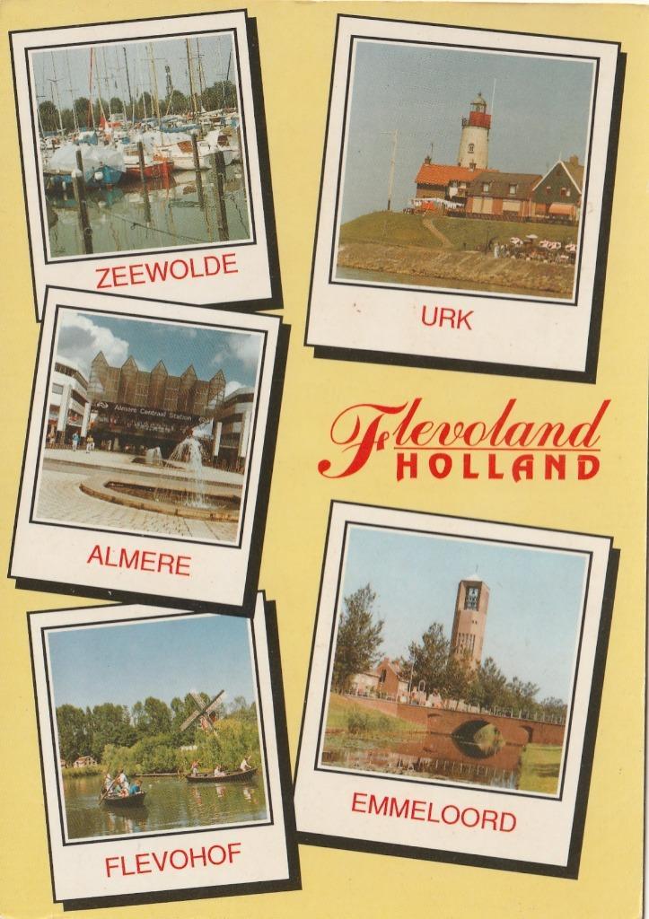 FLEVOLAND Zeewolde Almere Flevohof Urk Emmeloord, Verzamelen, Ansichtkaarten | Nederland, Gelopen, Flevoland, 1980 tot heden, Verzenden