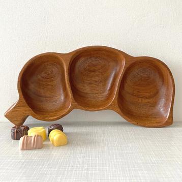vintage teak SNACKSCHAAL schaal teakhout Mid Century Japandi beschikbaar voor biedingen