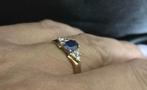 Gouden Vintage ring edelsteen saffier en diamant.. 2025/440., Blauw, ., Ophalen of Verzenden, Zo goed als nieuw