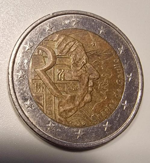 Franse 2-euromunt uit 2020 ter ere van Charles de Gaulle., Postzegels en Munten, Munten | Europa | Euromunten, 2 euro, Frankrijk