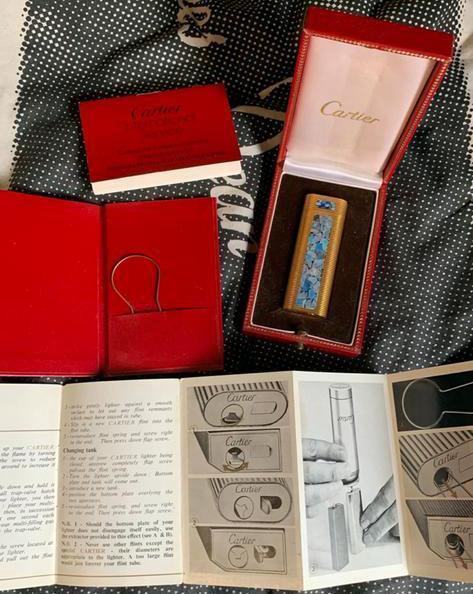 Cartier aansteker mozaïek echt opaal 18 Karaat Gold30 micron, Verzamelen, Rookartikelen, Aanstekers en Luciferdoosjes, Zo goed als nieuw
