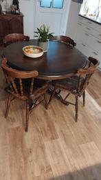 Ronde eiken eethoek gebruikt. In prijs verlaagd, Huis en Inrichting, Complete eetkamers, Ophalen, Gebruikt, 4 tot 6 stoelen