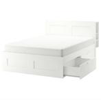 IKEA brimnes bed 140x200, Ophalen, Wit, Tweepersoons, 140 cm