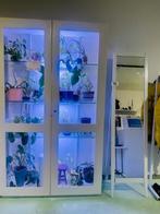 Vitrinekast wit hout, Ophalen, Gebruikt, 100 tot 150 cm, Glas
