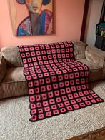 Granny Square plaid roze zwart sprei, Ophalen of Verzenden, Zo goed als nieuw