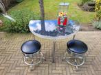 2 lage Bel Air barkrukken + muur diner tafel fifties sixties, Ophalen, Met voetsteun, Zo goed als nieuw, 30 tot 60 cm