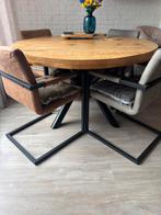 4 Eetkamerstoelen in Cognac/Antraciet kleur., Huis en Inrichting, Stoelen, Ophalen, Zo goed als nieuw, Grijs, Vier