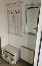 3-delige hal set Shabby-Look wandkapstok & spiegel & bank, 100 tot 150 cm, Zo goed als nieuw, Hout, Ophalen