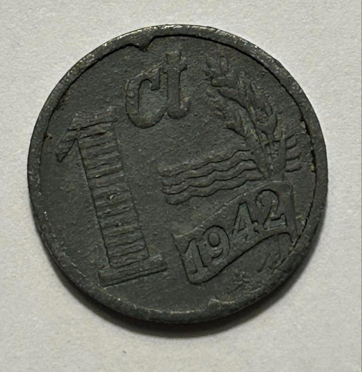 Nederlandse 1 cent 1942 - Oorlogstijd, Postzegels en Munten, Munten | Nederland, Losse munt, 1 cent, Koningin Wilhelmina, Ophalen of Verzenden