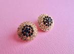 jwg Vintage 60s saffier blauw strass oorbellen goud kl clips, Sieraden, Tassen en Uiterlijk, Antieke sieraden, Ophalen of Verzenden