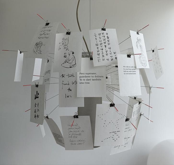 Ingo Maurer Zettel'z 6 hanglamp, Huis en Inrichting, Lampen | Hanglampen, Zo goed als nieuw, Minder dan 50 cm, Glas, Metaal, Overige materialen
